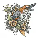 fox finch tattoo design idea