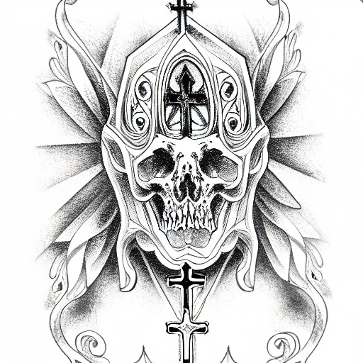 neogothic church music tattoo design idea