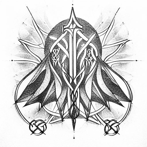 neogothic church music tattoo design idea