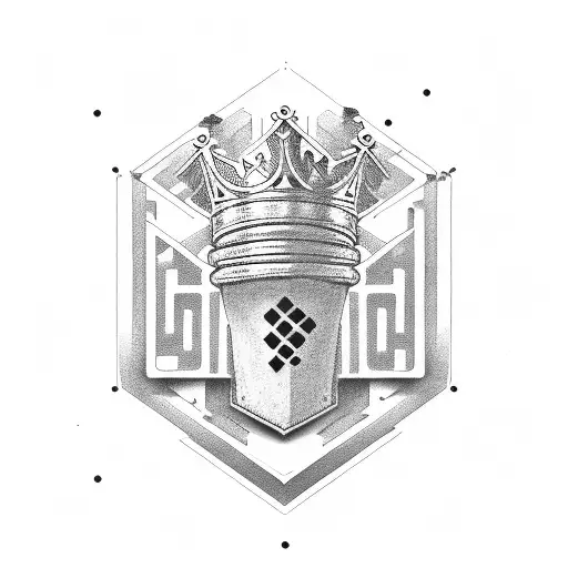easy eye sound crown with qr code and grain belt sign tattoo design idea