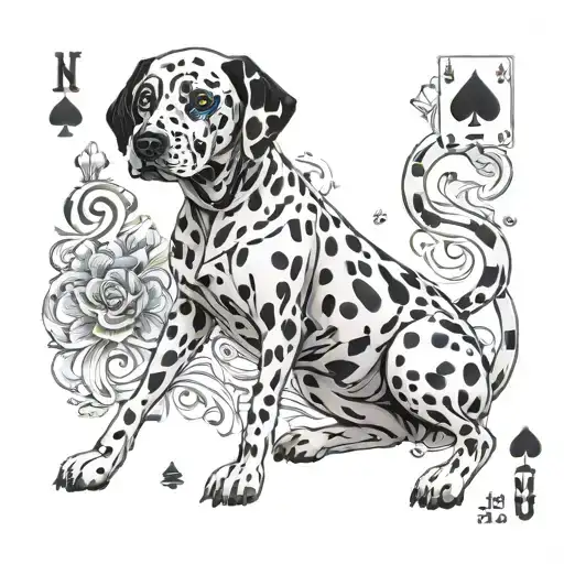 Dalmatian made out of playing cards forming tattoo design idea