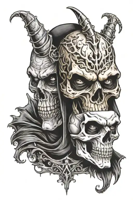 misfits skull and Dracula's face illuminated only in the eyes tattoo design idea