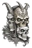 misfits skull and Dracula's face illuminated only in the eyes tattoo design idea