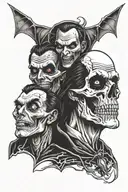 misfits skull and Dracula's face illuminated only in the eyes tattoo design idea
