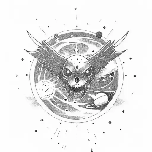 space themed with the words "do not go gentle into that good night. Rage, rage against the dying of the light" tattoo design idea