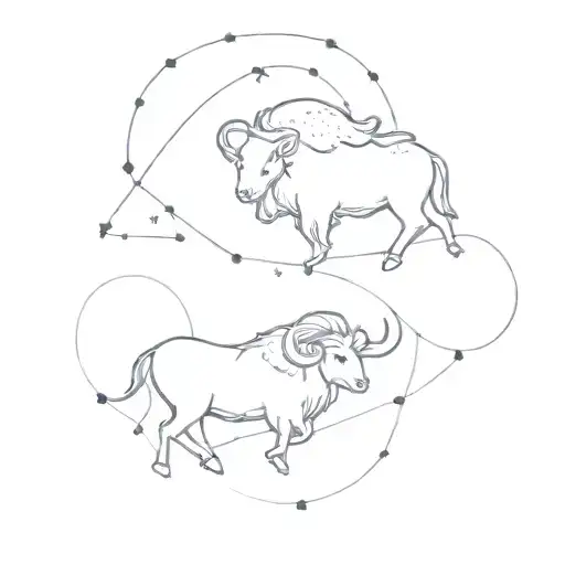 Aries and Leo constellation map tattoo stars only tattoo design idea