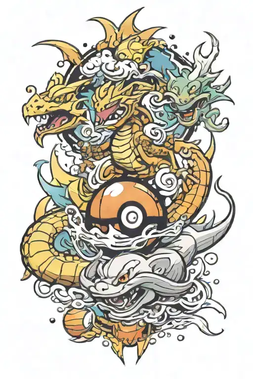 Pokemon and dragon ball tattoo design idea