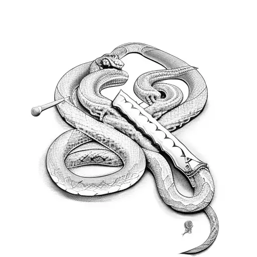 sword and snake tattoo design idea