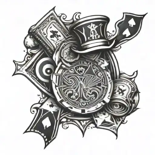 poker gambling money tattoo design idea