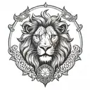 sun devouring lion head tattoo design idea