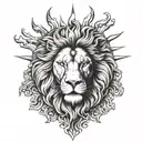 sun devouring lion head tattoo design idea