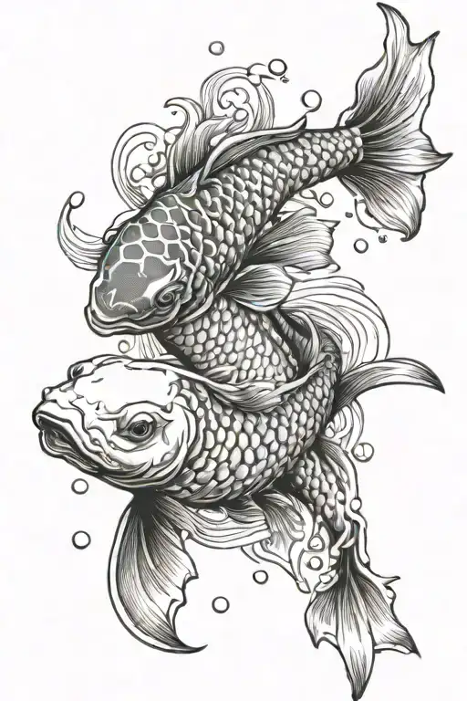 koi fish swimming upstream tattoo design idea