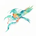 abstract tribal bird reptile fossil rune tattoo design idea