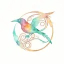 abstract tribal bird reptile fossil rune tattoo design idea