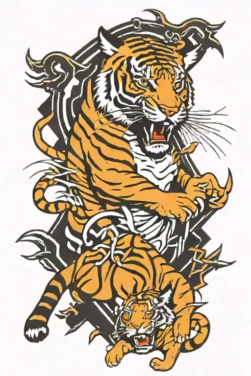 rage against the machine logo with a tiger surrounded tattoo design idea