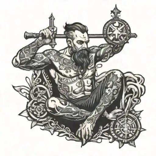 BDSM Master strong confident man guiding healing energy tattoo design idea