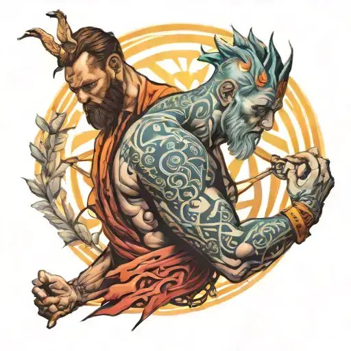 BDSM Master strong confident man guiding healing energy tattoo design idea