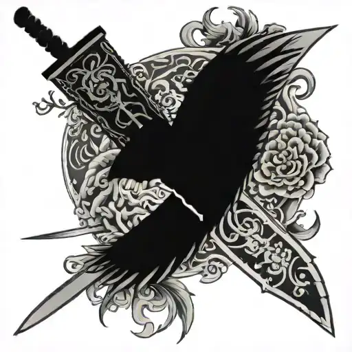 licking love off knife crossed tattoo design idea