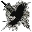 licking love off knife crossed tattoo design idea