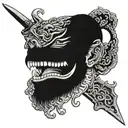 licking love off knife crossed tattoo design idea