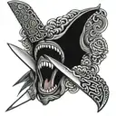 licking love off knife crossed tattoo design idea