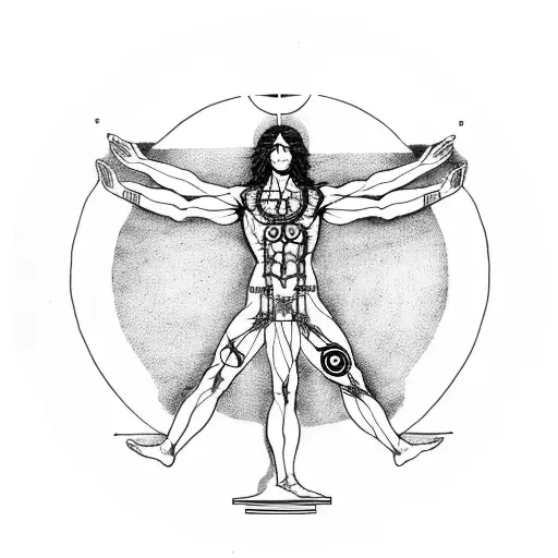 vitruvian man tattoo design idea