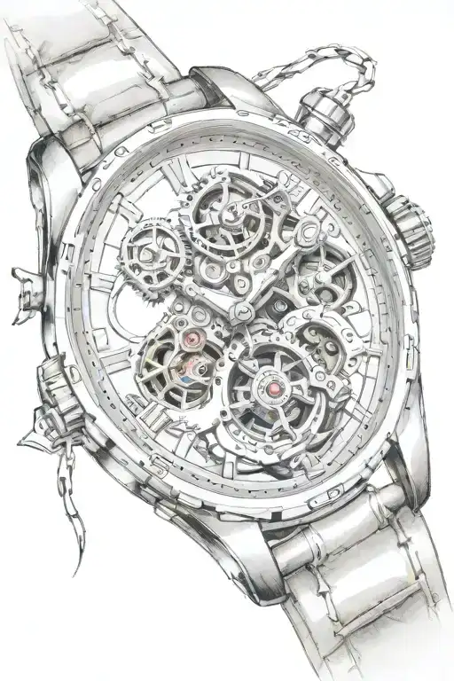 a watch broken and healed with a samurai and dragon tattoo design idea