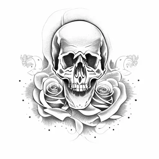Skull and Roses tattoo design idea