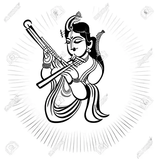 Krishna playing the flute tattoo design idea