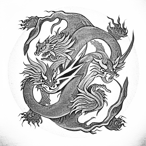 yin and yang dragons fighting tattoo design idea