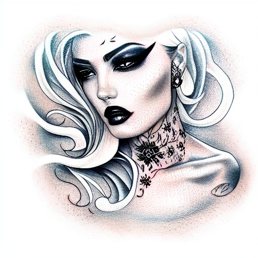 girl with black makeup tattoo design idea