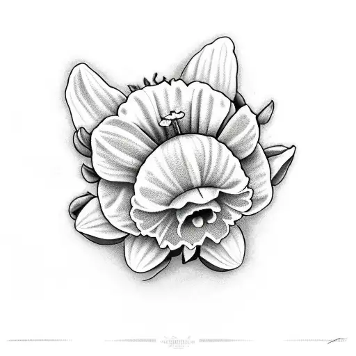 daffodil, lavander, wish puff, tulip, lady bug, and dog print tattoo design idea