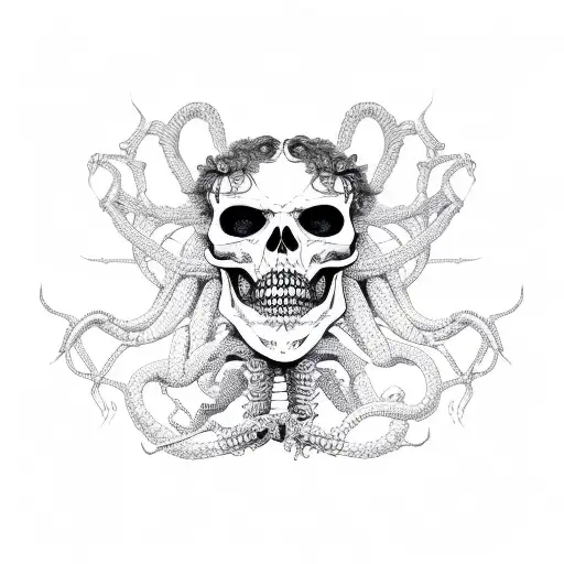 medusa skeleton  tattoo design idea