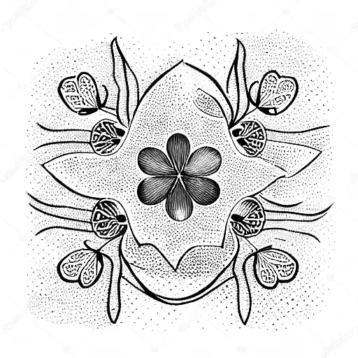 Clover with four leaves, a symbol of good luck tattoo design idea