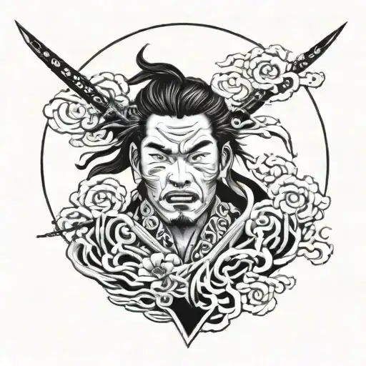 a face fighting to stay strong when something is holding it back tattoo design idea