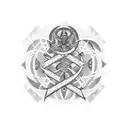 cancer and virgo symbols together with initials VH tattoo design idea