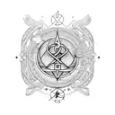 cancer and virgo symbols together with initials VH tattoo design idea
