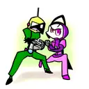 GIR from invader zim fighting hk47 from knights of the old republic tattoo design idea