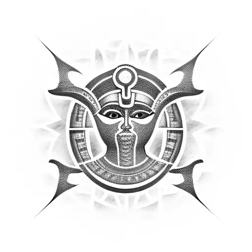 888 with egyptian theme tattoo design idea