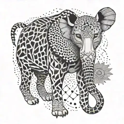 A geometric pattern of different animal prints, symbolizing the diversity and power of the animal kingdom tattoo design idea