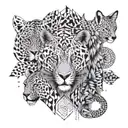 A geometric pattern of different animal prints, symbolizing the diversity and power of the animal kingdom tattoo design idea