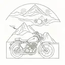 Motorcycle, Mountains, Ocean tattoo design idea
