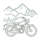 Motorcycle, Mountains, Ocean tattoo design idea