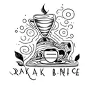 A book with a dark romantic cover design, surrounded by coffee beans and a steaming cup of coffee tattoo design idea
