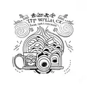 A book with a dark romantic cover design, surrounded by coffee beans and a steaming cup of coffee tattoo design idea