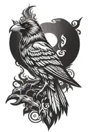 Odins raven standing tattoo design idea