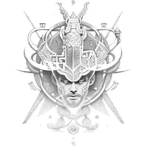 ancient and psychedelic gods  tattoo design idea