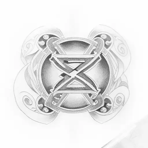 wedding ring with initials C and M tattoo design idea