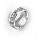 wedding ring with initials C and M tattoo design idea