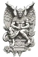 Greek symbol for sigma female gargoyle warrior reading tattoo design idea